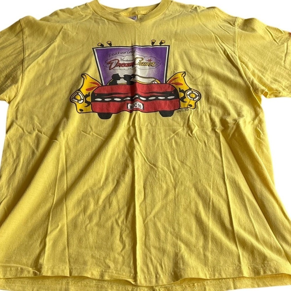 Vintage 1999 Woodward Dream Cruise T-Shirt Hanes Beefy-T Yellow XL WOMC 104.3
